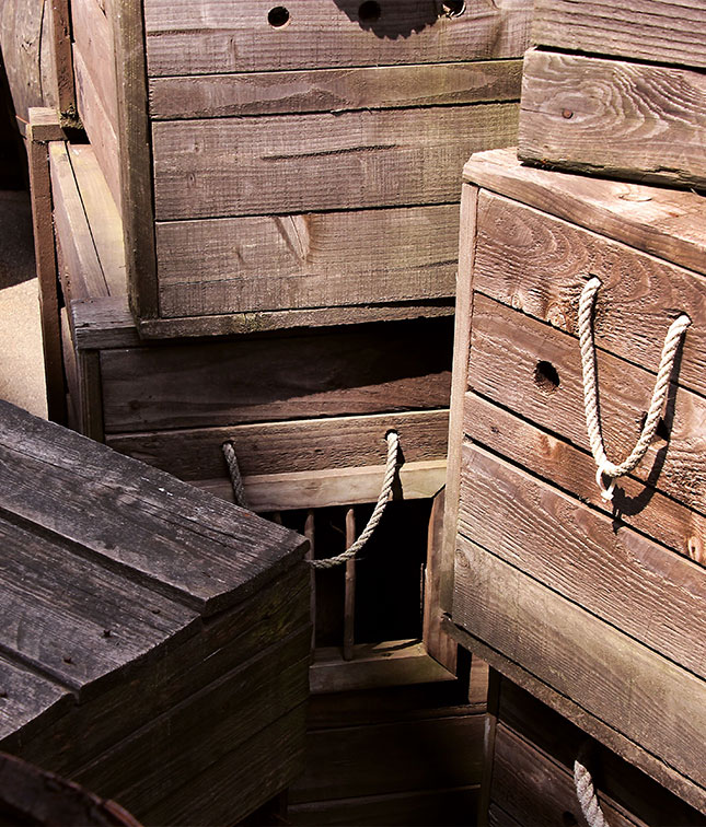 Wooden crates prepared for industrial recycling