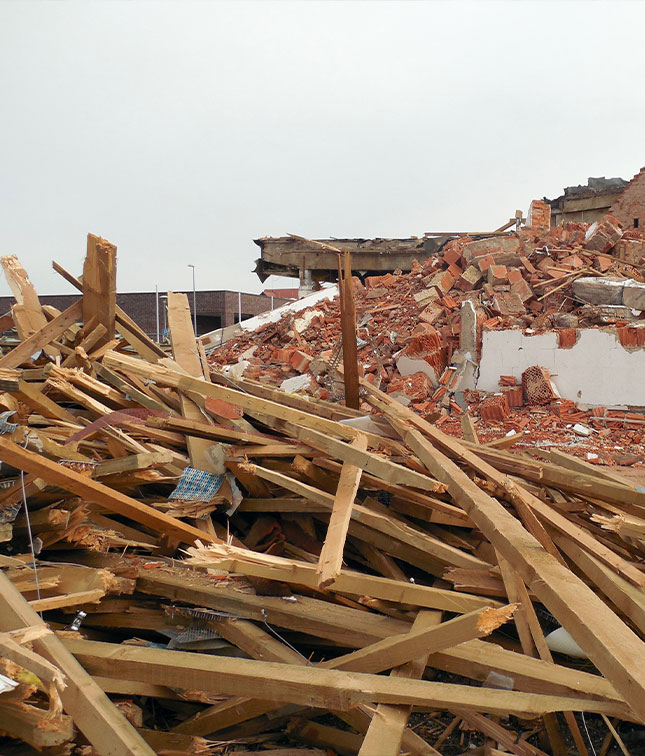 Construction and demolition wood ready for recycling