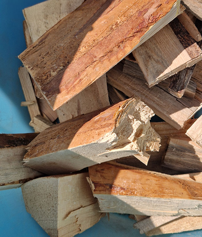 Industrial wood offcuts prepared for recycling