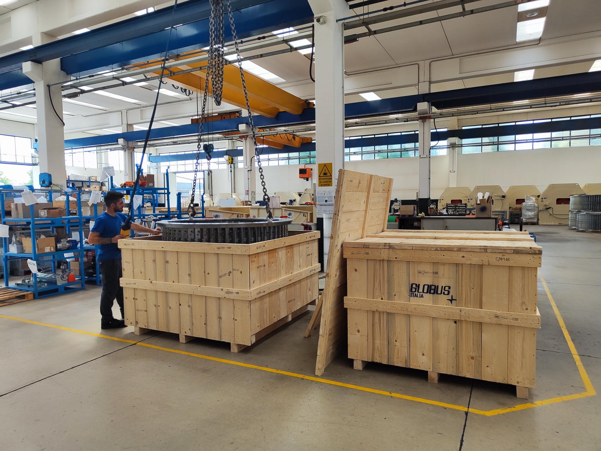 Industrial machinery installation completed on schedule by Globus technicians